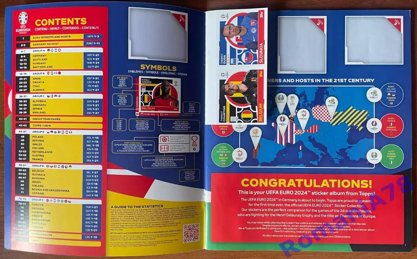 Футбол.Альбом.Чемпіонат Європи 2024 Topps.Порожній альбом. 1