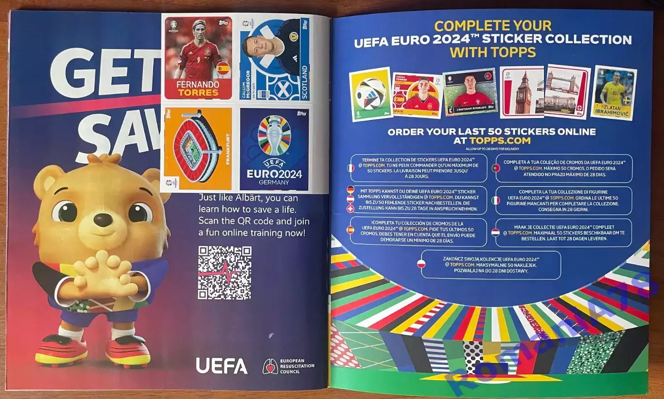 Футбол.Альбом.Чемпіонат Європи 2024 Topps.Порожній альбом. 2