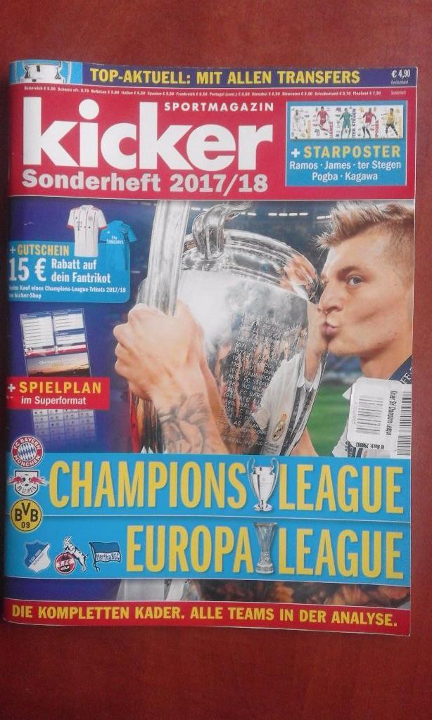 Футбол,Ліга чемпіонів 2017-18,спецвипуск Кікер / Kicker Champions league 2017/18