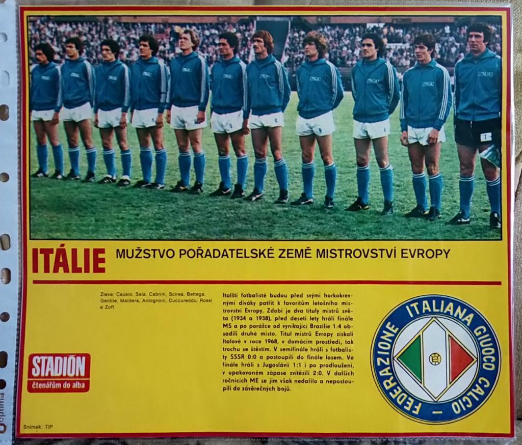 Постер из журнала Stadion. Стадион. Сб. Италии.