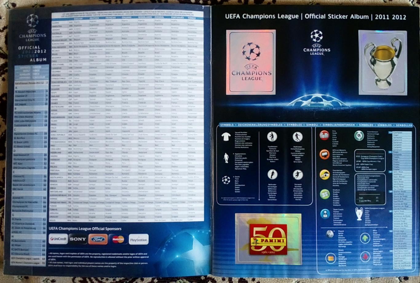 Футбол. Panini. Ліга Чемпіонів УЄФА 2011-2012. 1