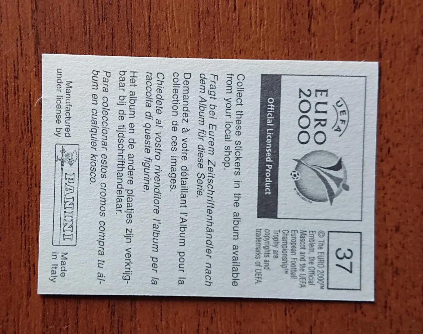 Футбол.Наклейки.Panini.Чемпі онат Європи-2000.Поштучно. 4