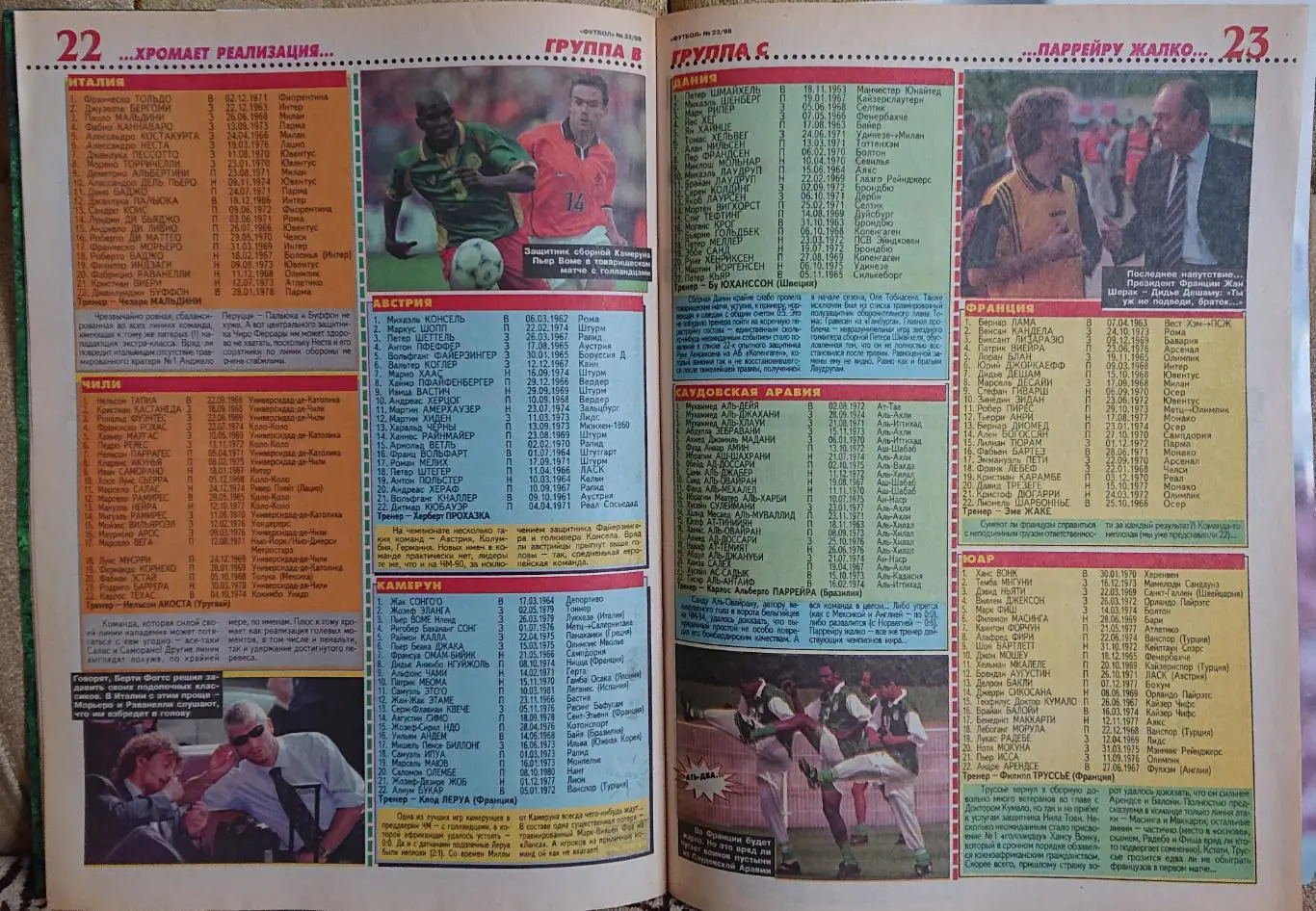 Футбол.Журнал.N23/1998.Постер Франція. 2