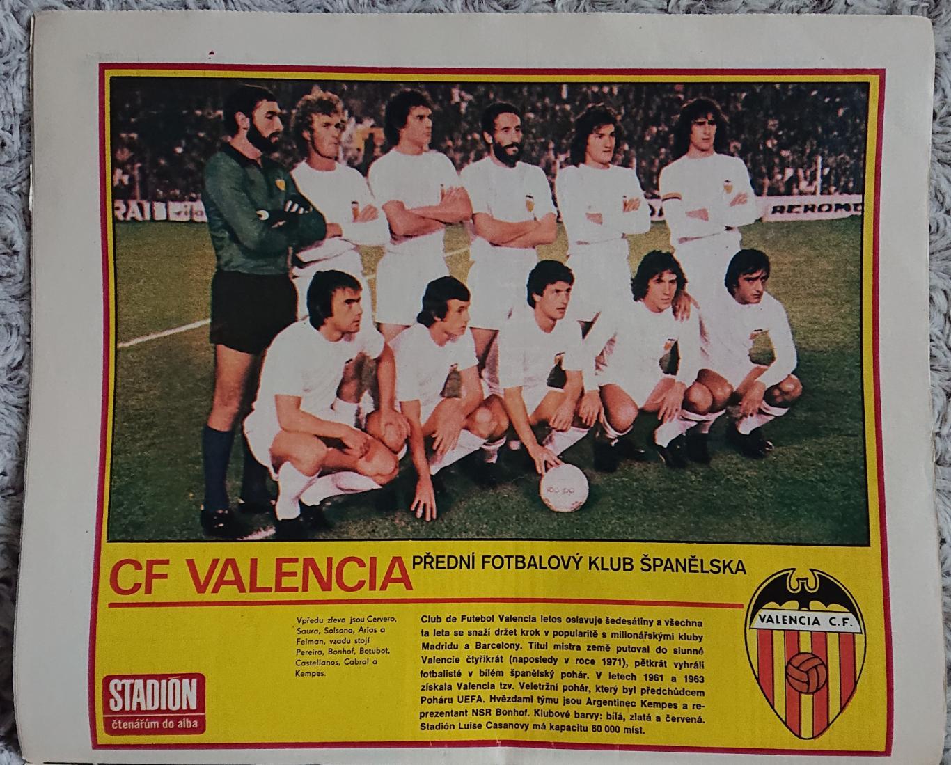 Футбол. Журнал. Stadion /Стадіон. N50/1979 Постер Валенсія 1