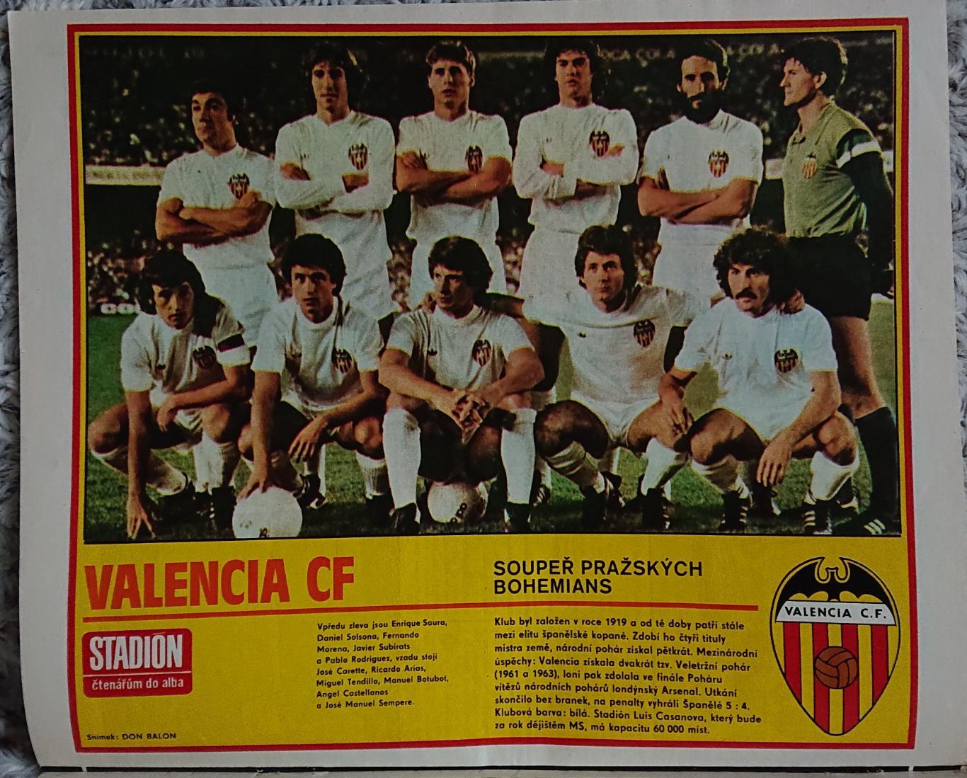 Футбол. Журнал. Stadion /Стадіон. N37/1981 Постер Кое, Валенсія 1