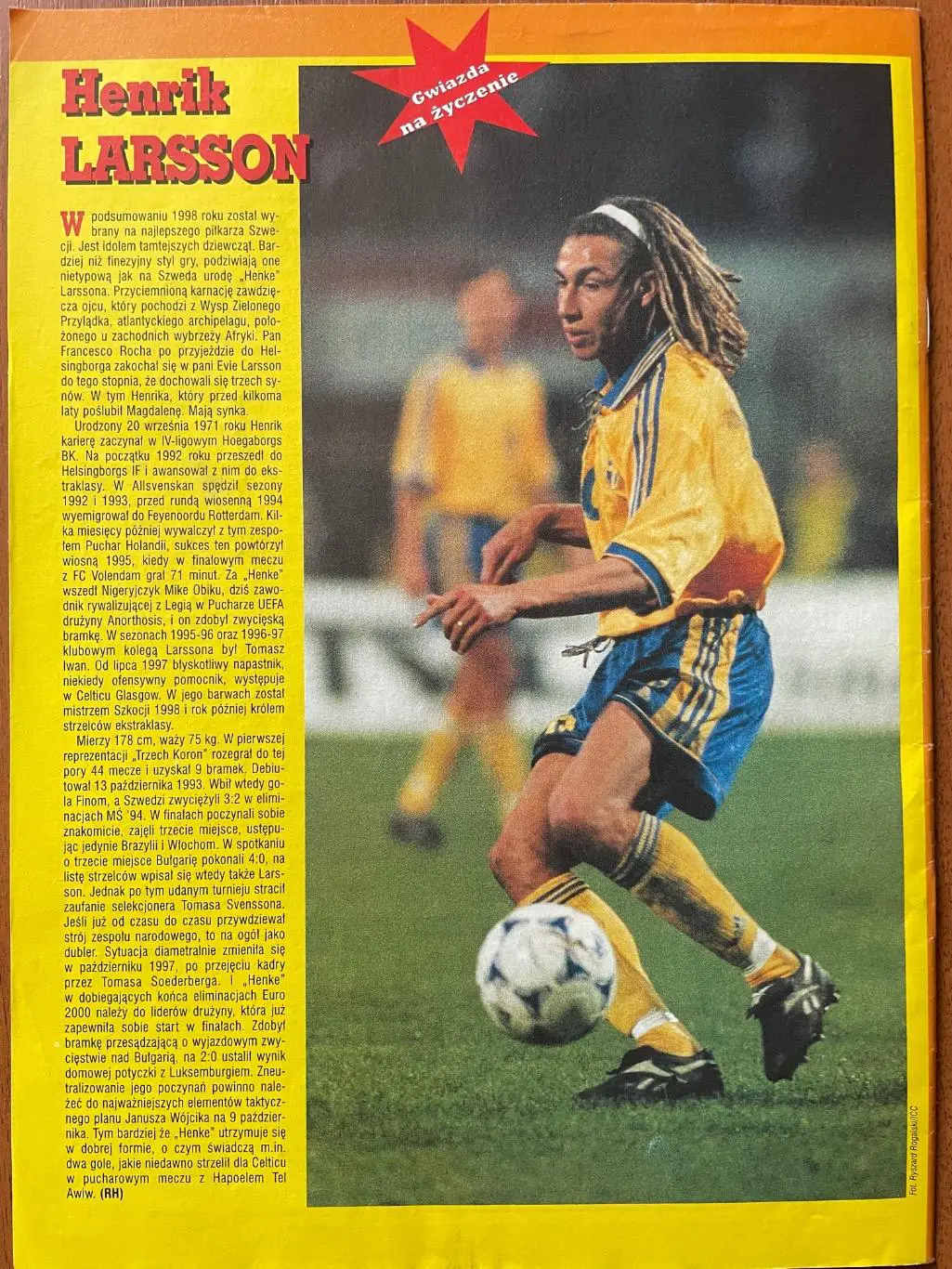 Журнал. Футбол Pilka Nozna N39/1999 Постер Ларссон,Каліщан 1