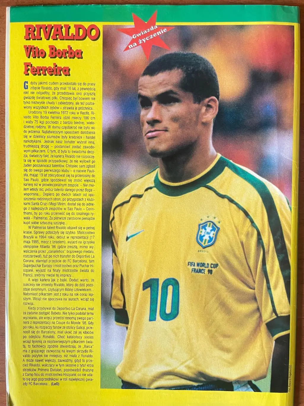 Журнал. Футбол Pilka Nozna N10/1999 Постер Рівалдо,Печак. 1