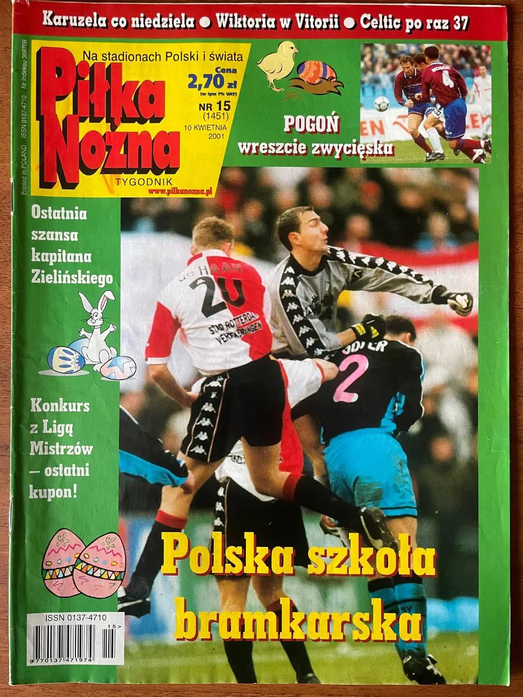 Журнал. Футбол Pilka Nozna N15/2001.Постер Сімеоне,.Матисек,Сласк