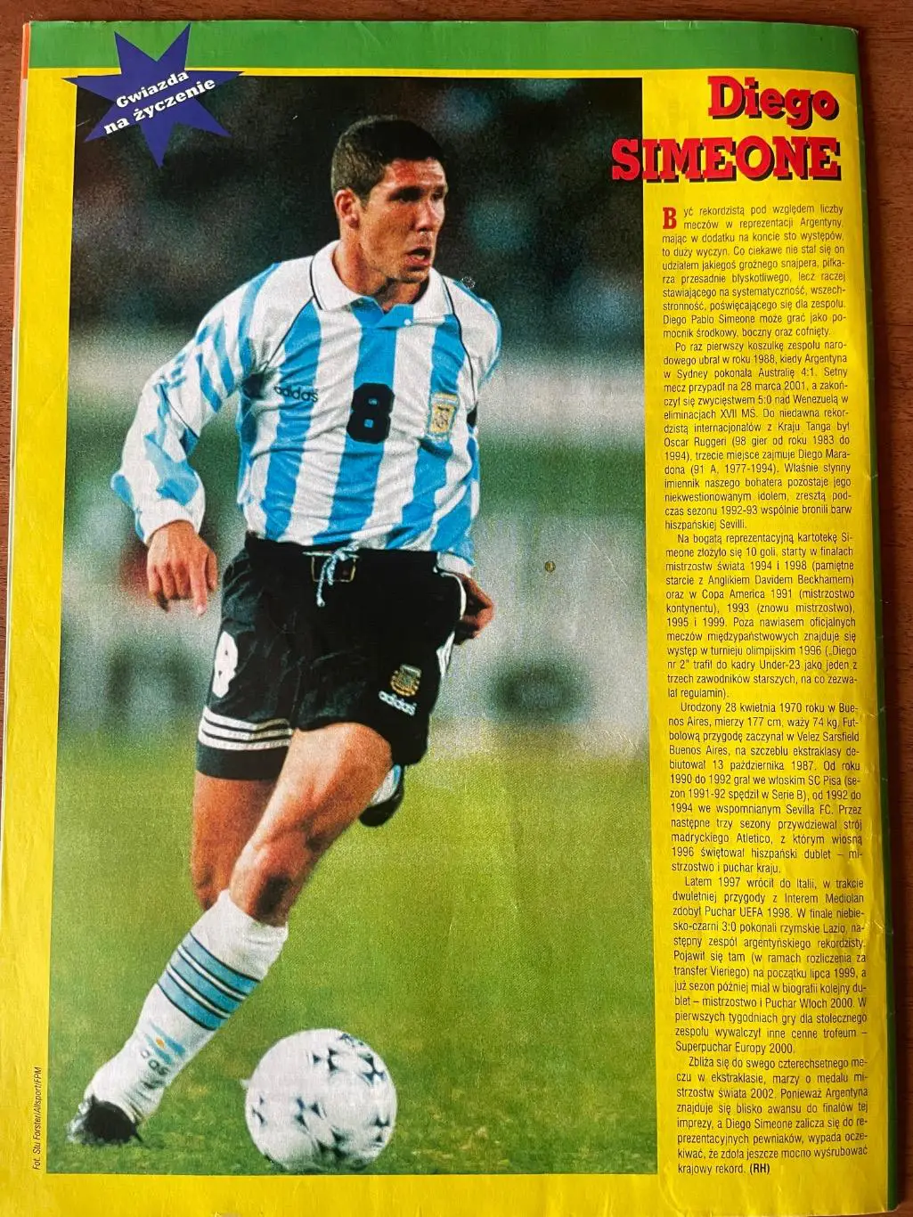 Журнал. Футбол Pilka Nozna N15/2001.Постер Сімеоне,.Матисек,Сласк 2