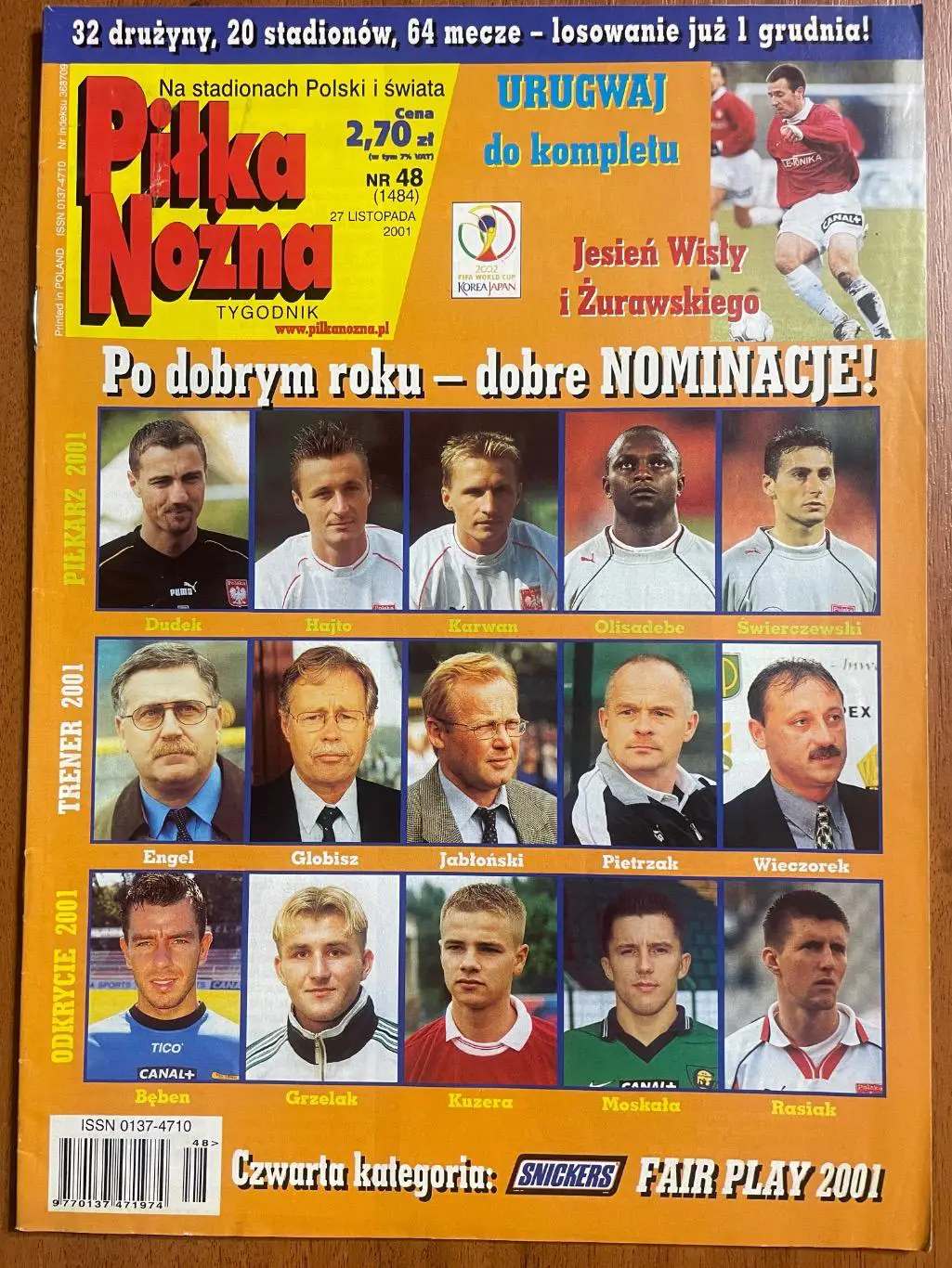 Журнал. Футбол Pilka Nozna N48/2001.Постер Камерун,Мбома.