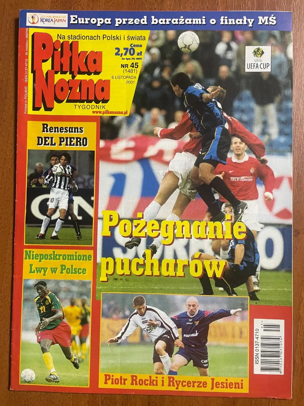 Журнал. Футбол Pilka Nozna N45/2001.Постер Дель Пьєро,Інтер.