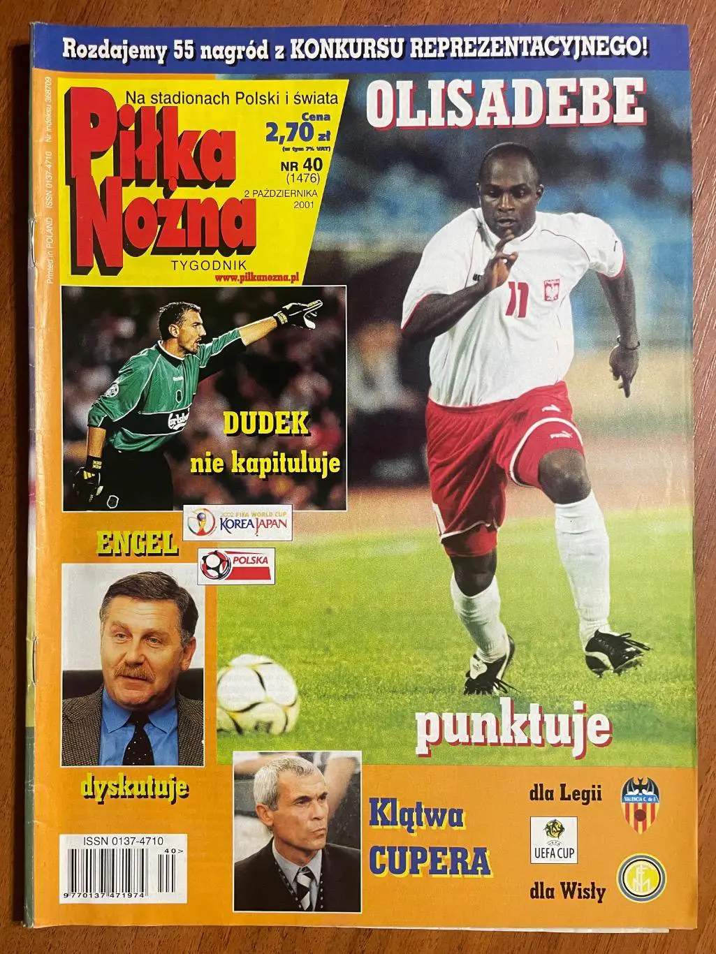 Журнал. Футбол Pilka Nozna N40/2001.Постер Іспанія,Олісадебе.