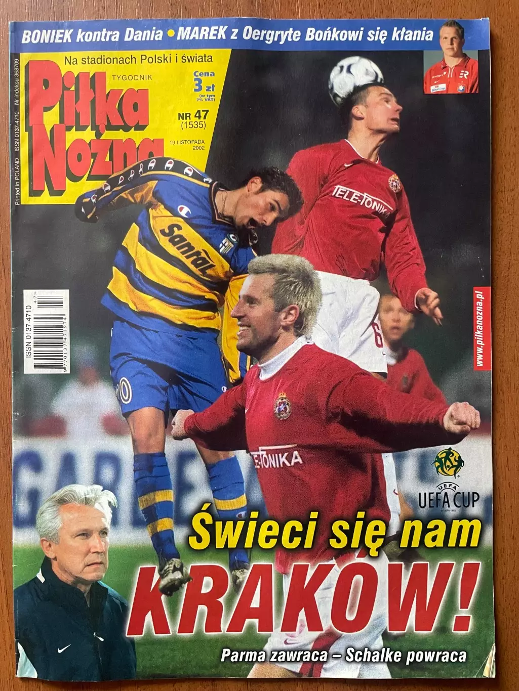 Журнал. Футбол Pilka Nozna N47/ 2002.Постер Осер,Бащинскі.