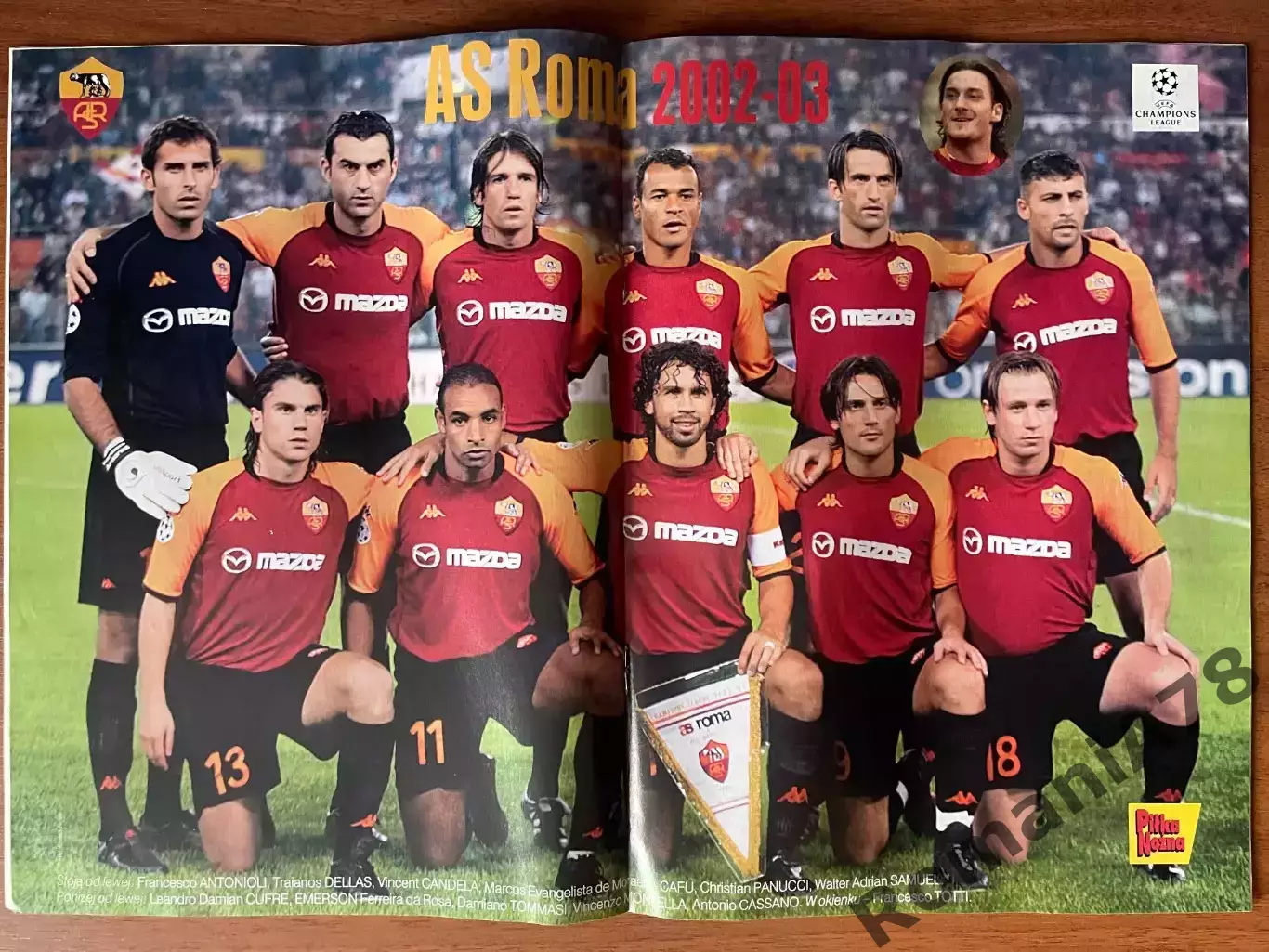 Журнал. Футбол Pilka Nozna N45/ 2002.Постер Рома,Нієдзєлан. 1