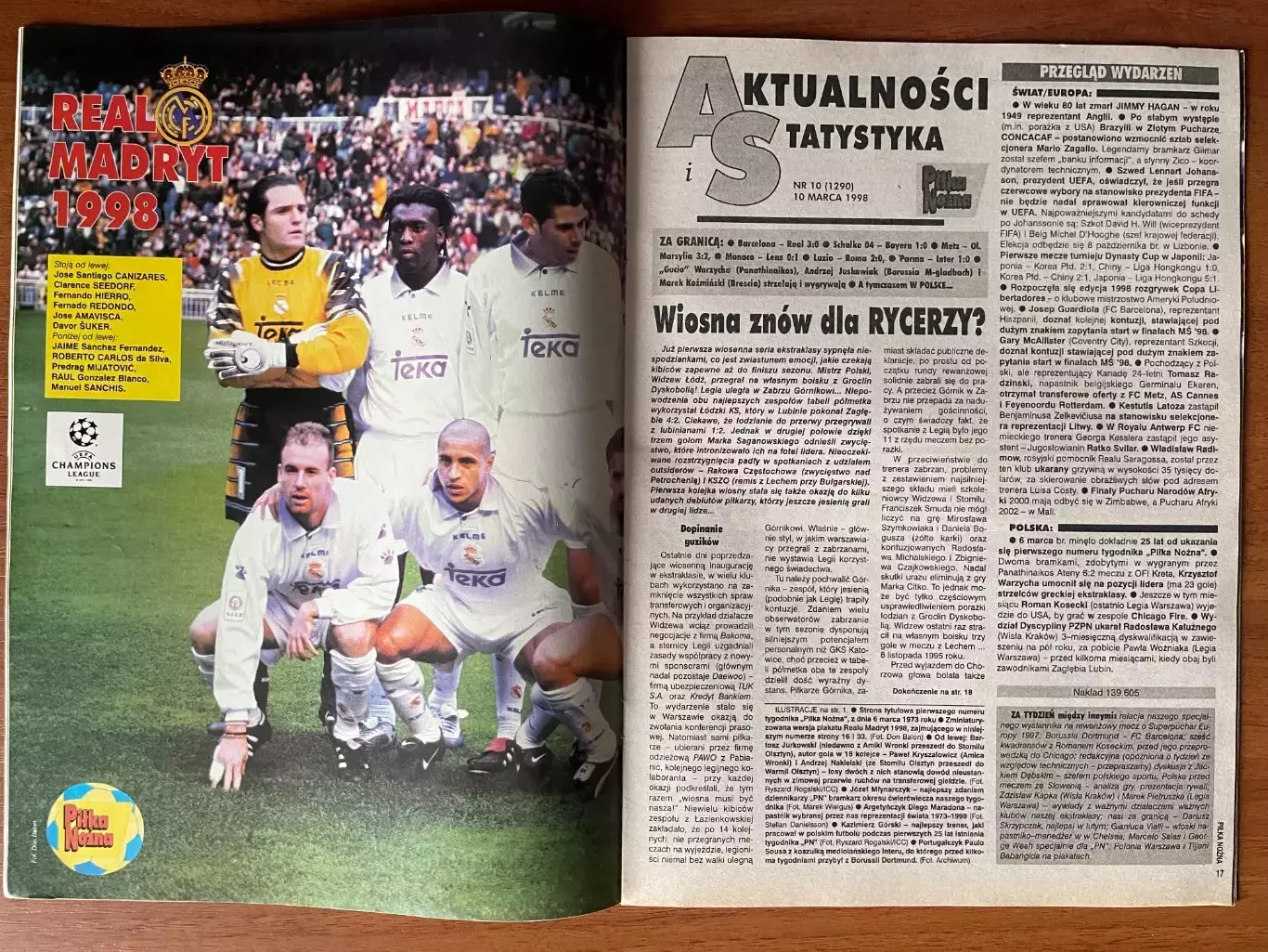 Журнал. Футбол Pilka Nozna N10/ 1998.Постер Реал,Погонь,Хелмер. 2