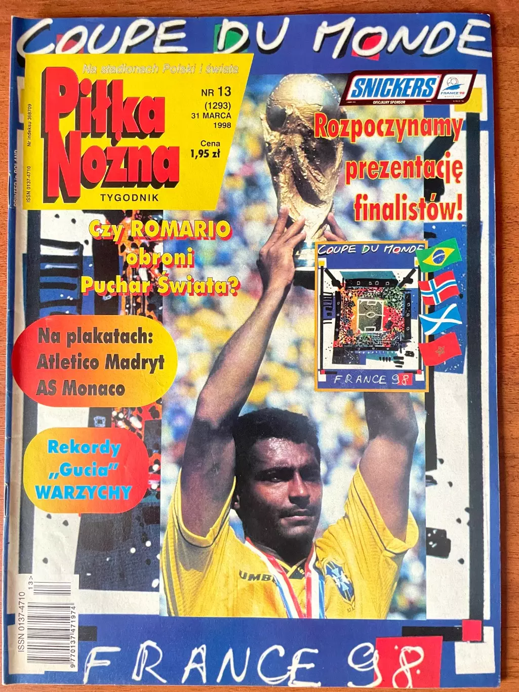 Журнал. Футбол Pilka Nozna N13/ 1998.Постер Атлетіко,Монако,Фло,Кафу.