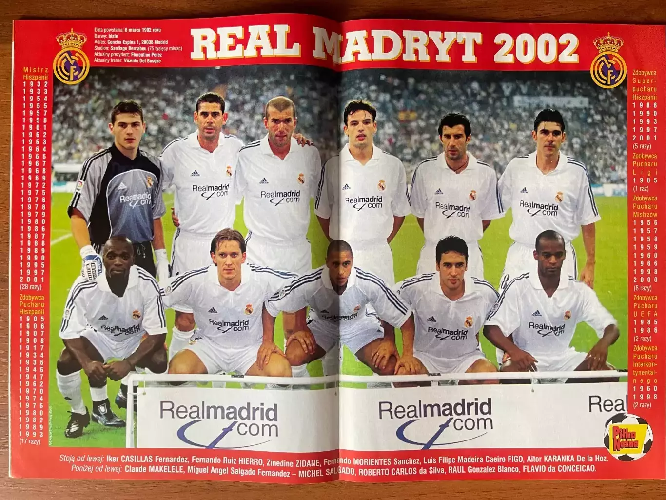 Журнал. Футбол Pilka Nozna N10/ 2002.Постер Реал 1