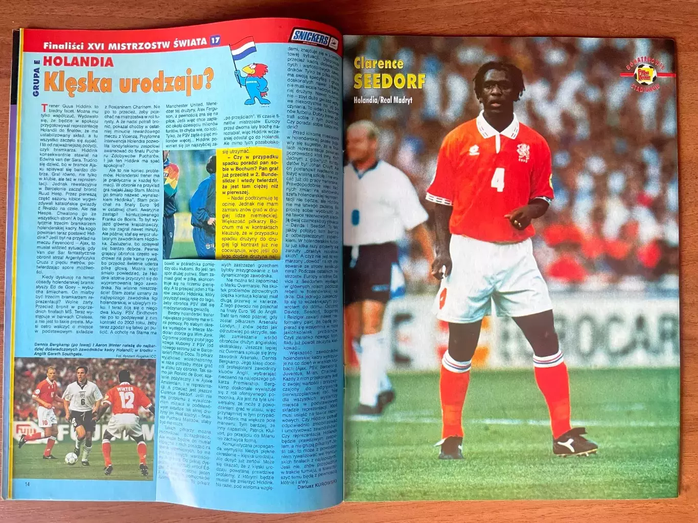 Журнал. Футбол Pilka Nozna N17/ 1998.Постер Зеєдорф,Рух,Сталенс. 1