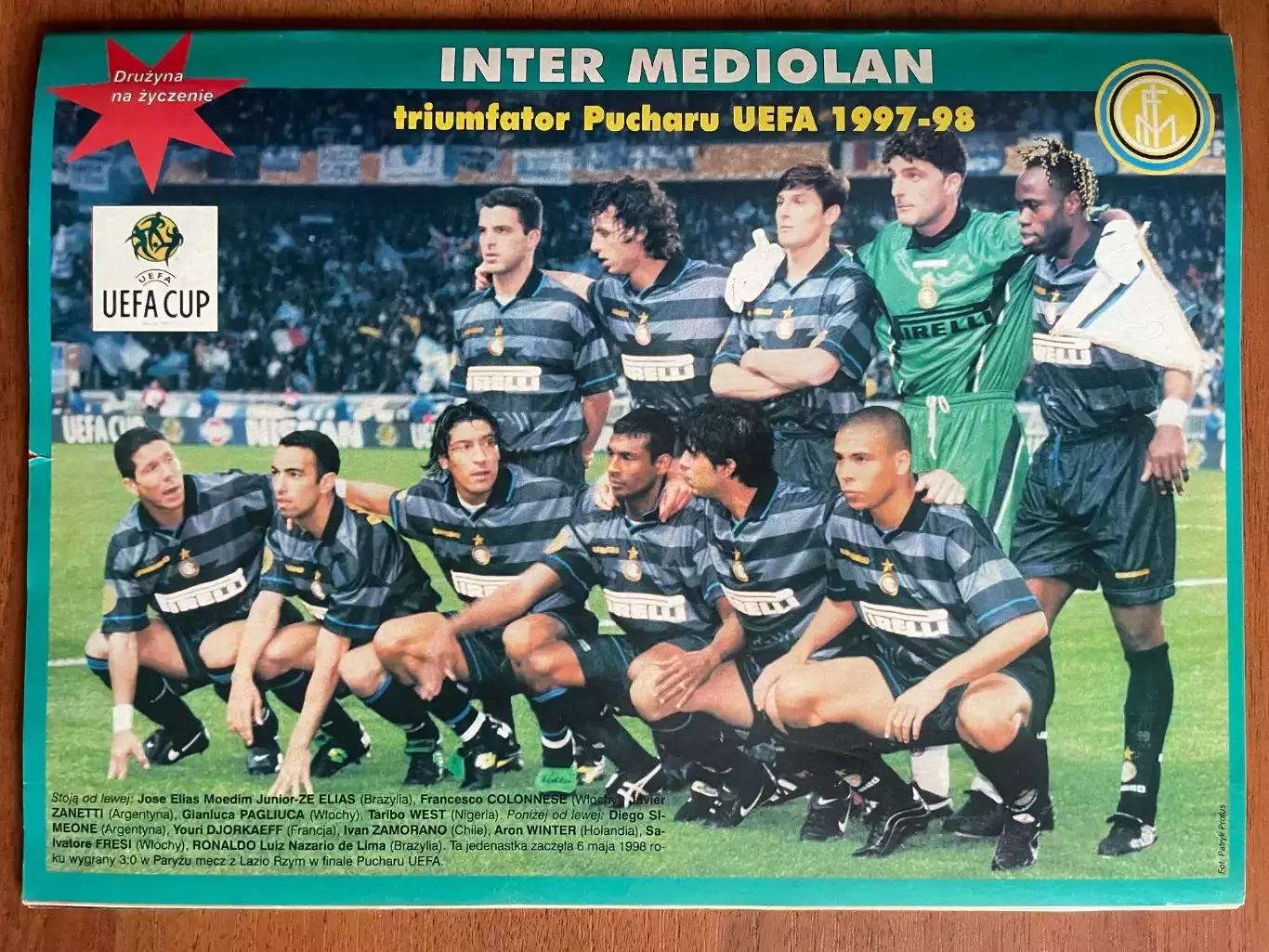 Журнал. Футбол Pilka Nozna N22/ 1998.Постер Інтер,Віаллі,Міятовіч. 1
