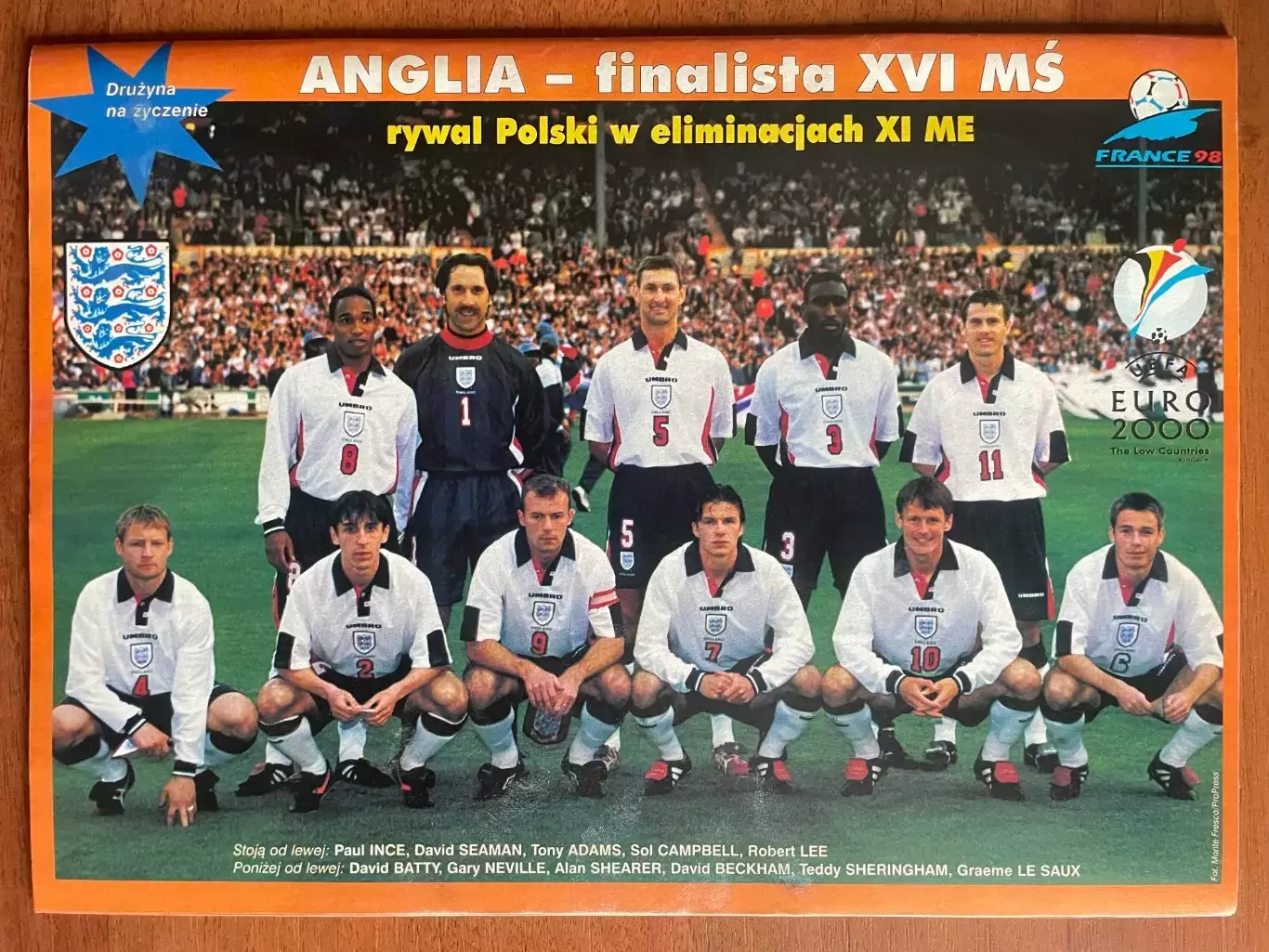 Журнал. Футбол Pilka Nozna N19/ 1998.Постер Англія,Йерро,Ширер,Іліє. 1