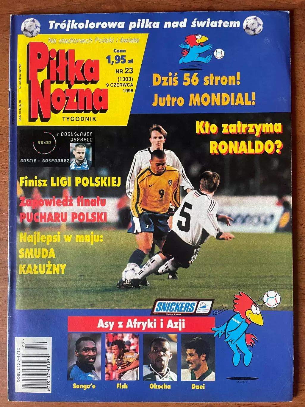 Журнал. Футбол Pilka Nozna N23/ 1998.Постер Польща,Туніс,Вієйра.