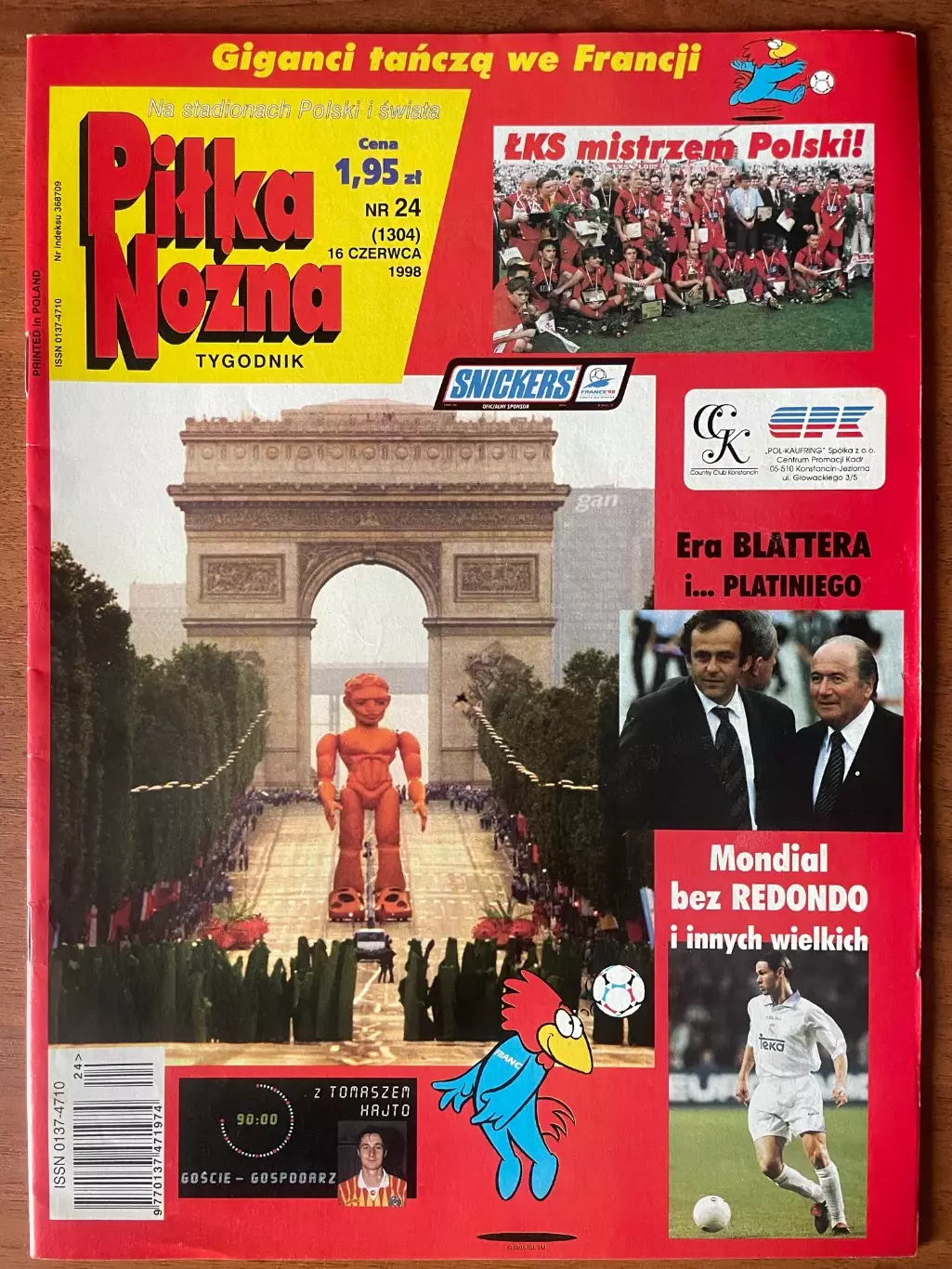 Журнал. Футбол Pilka Nozna N24/ 1998.Постер Бразилія,Консел.