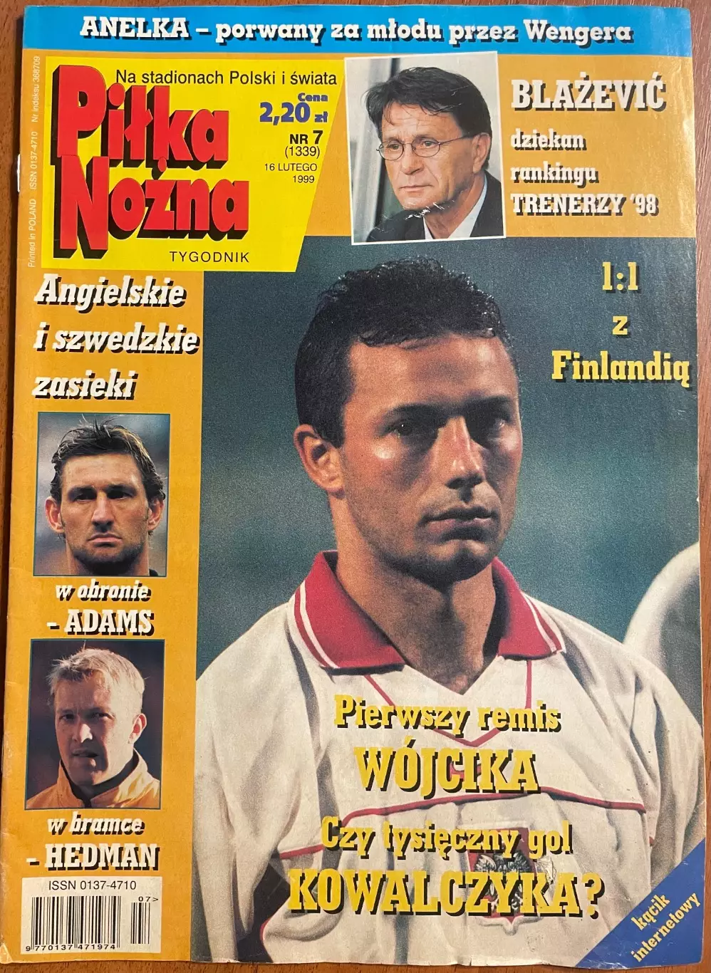 Журнал. Футбол Pilka Nozna N7/1999 Постер Хедман,Кемпбелл,Бьорклунд,Сімен.