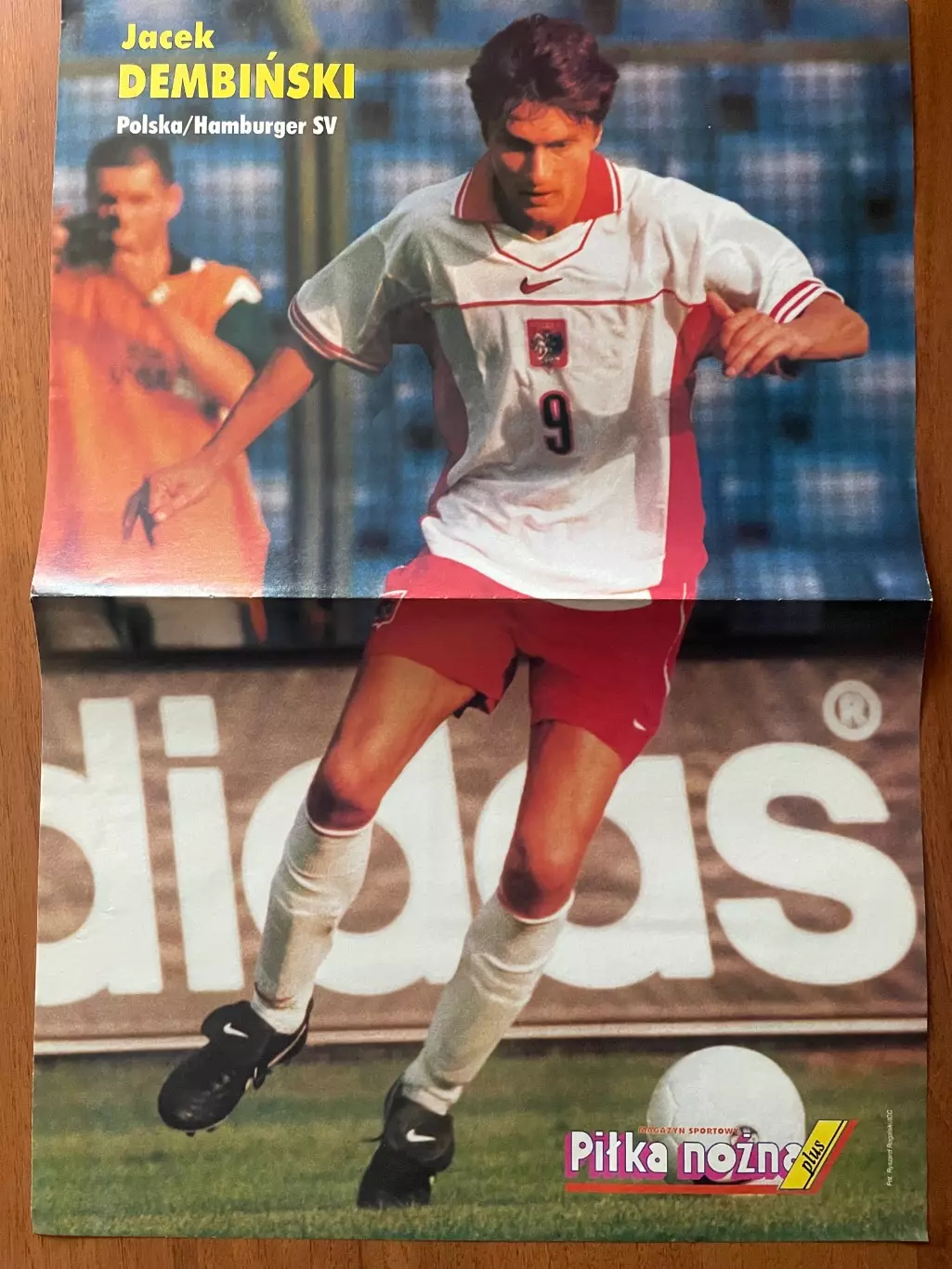 Футбол.Постер двосторонній з журналу Pilka Nozna Plus Джоркаефф,Дембінскі 1