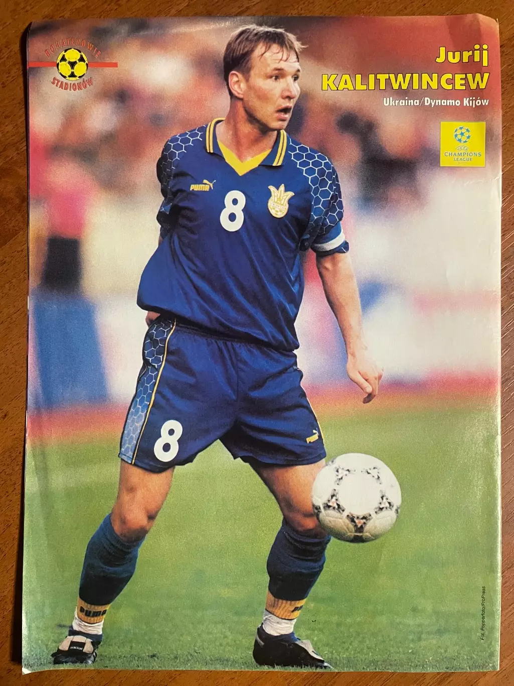 Футбол.Постер двосторонній з журналу Pilka Nozna Де Бур,Калитвинцев