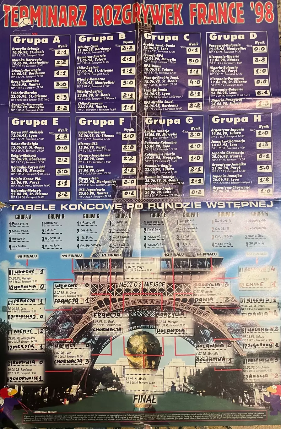 Футбол.Постер ,плакат ,календар ЧС 98