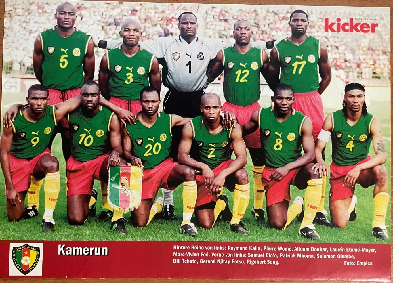 Постер з журнала Kicker/Кікер.Камерун.