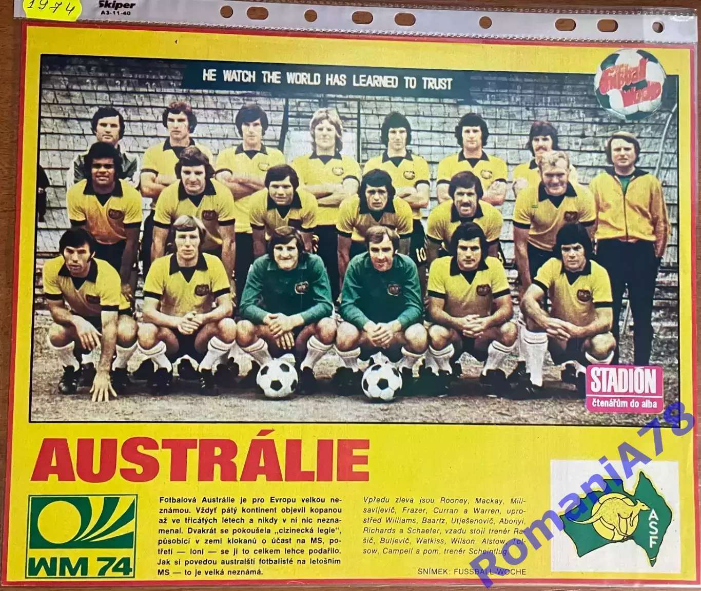 Футбол. Постер з журналу Стадіон. /Stadion Австралія