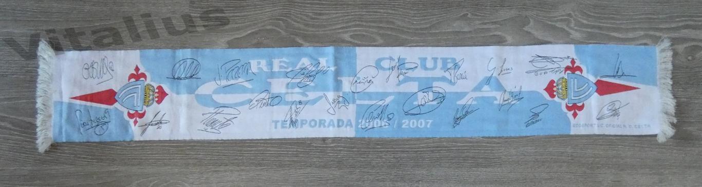 Шарф футбольного клуба Сельта Виго Испания - с вышитыми автографами игроков