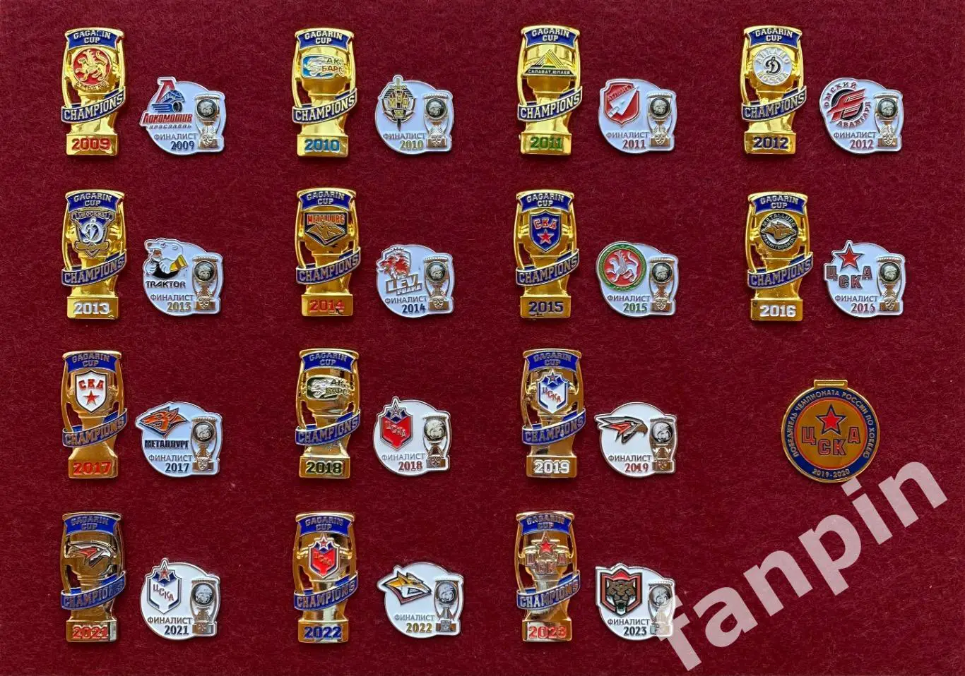 Набор значков Все обладатели и финалисты кубка Гагарина 2009-2023 - 29 значков