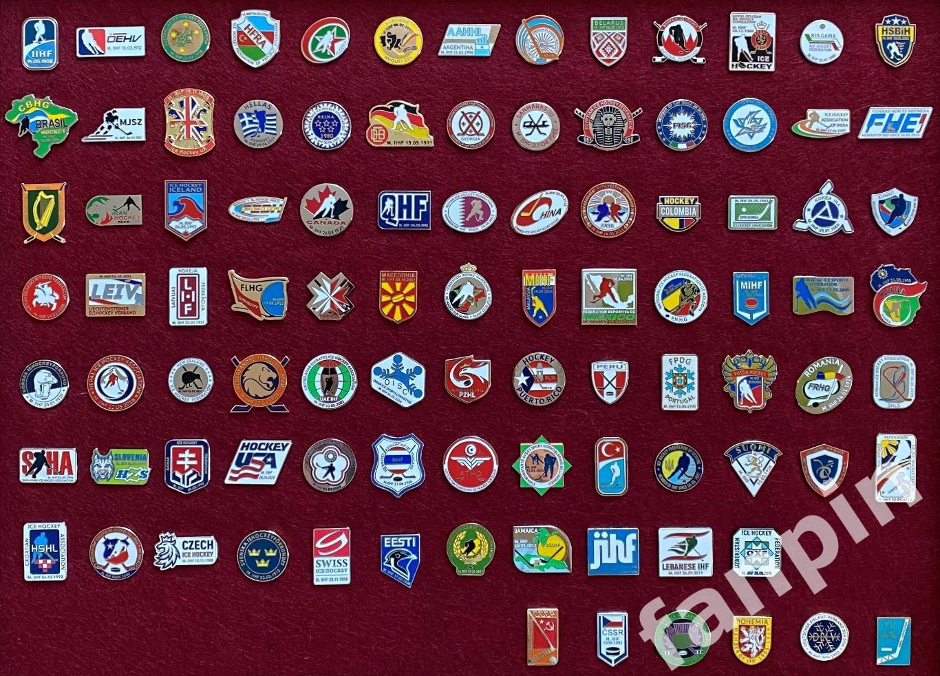 Набор значков Все национальные хоккейные федерации из 95 значков