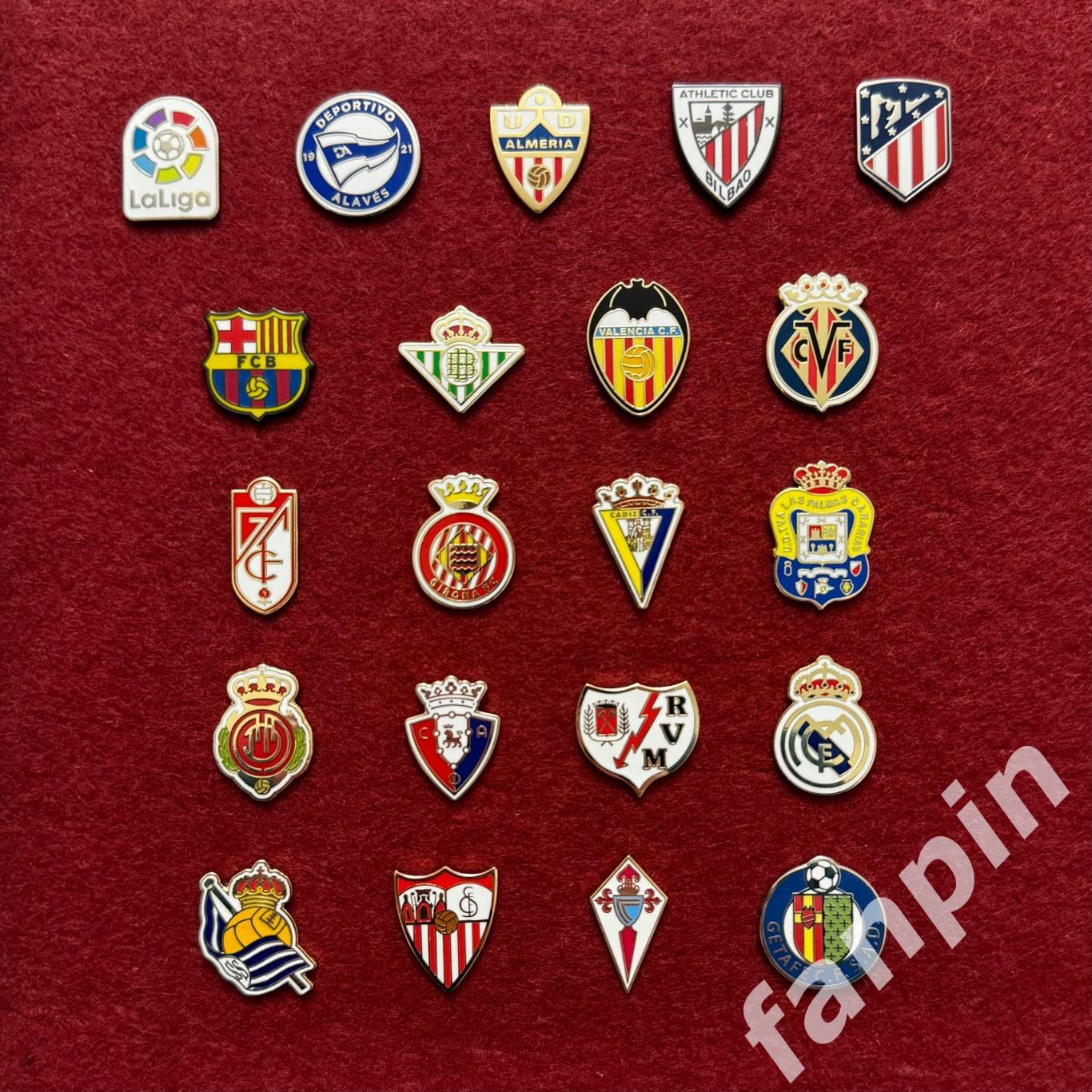 Набор значков Все клубы Испании Ла Лига сезон 2023-2024 из 21 значка