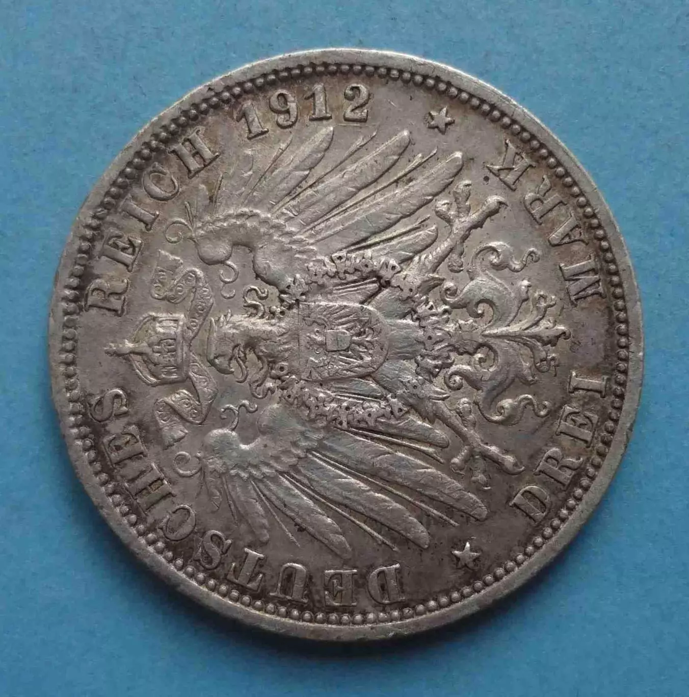 3 марки 1912 года Вильгельм II, серебро 3