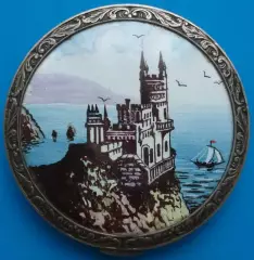 пудреница серебро, эмаль, Крым, 50-е года