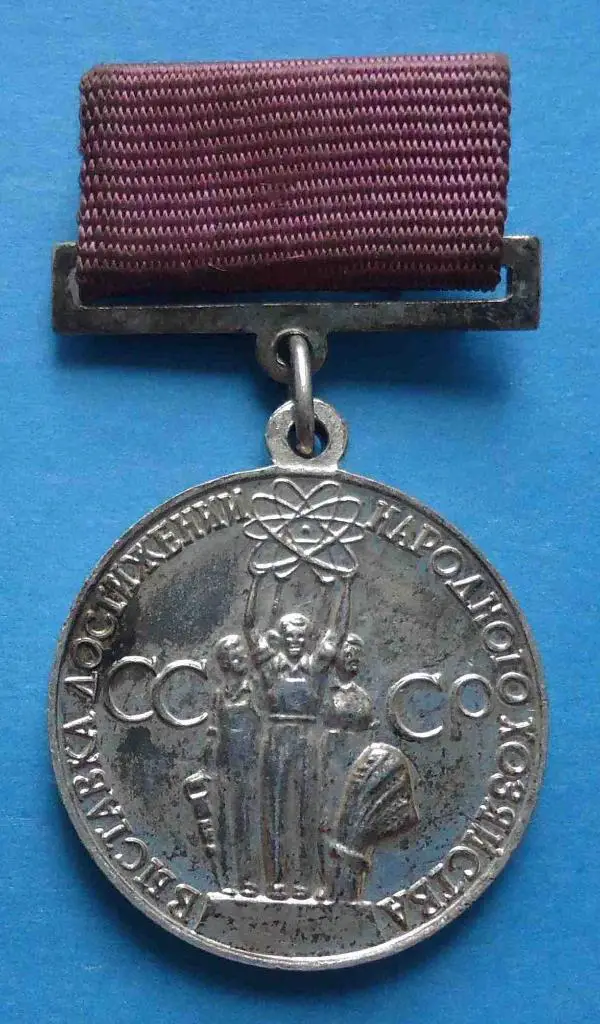 За успехи в народном хозяйстве СССР Малая серебряная медаль ВДНХ булавка