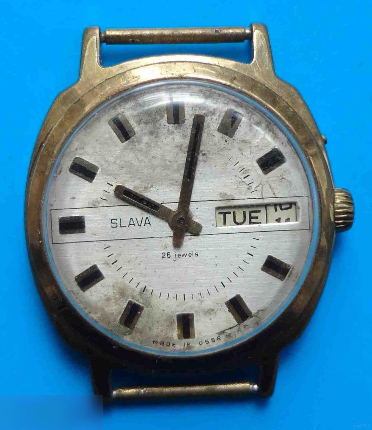 Часы мужские Slava Слава СССР AU10 с календарем 26 камней