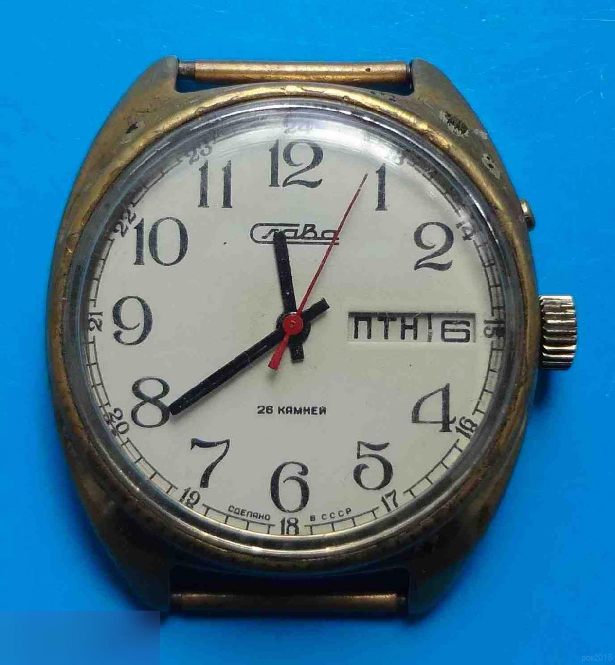 Часы мужские Slava Слава СССР «Au5» с календарем 26 камней