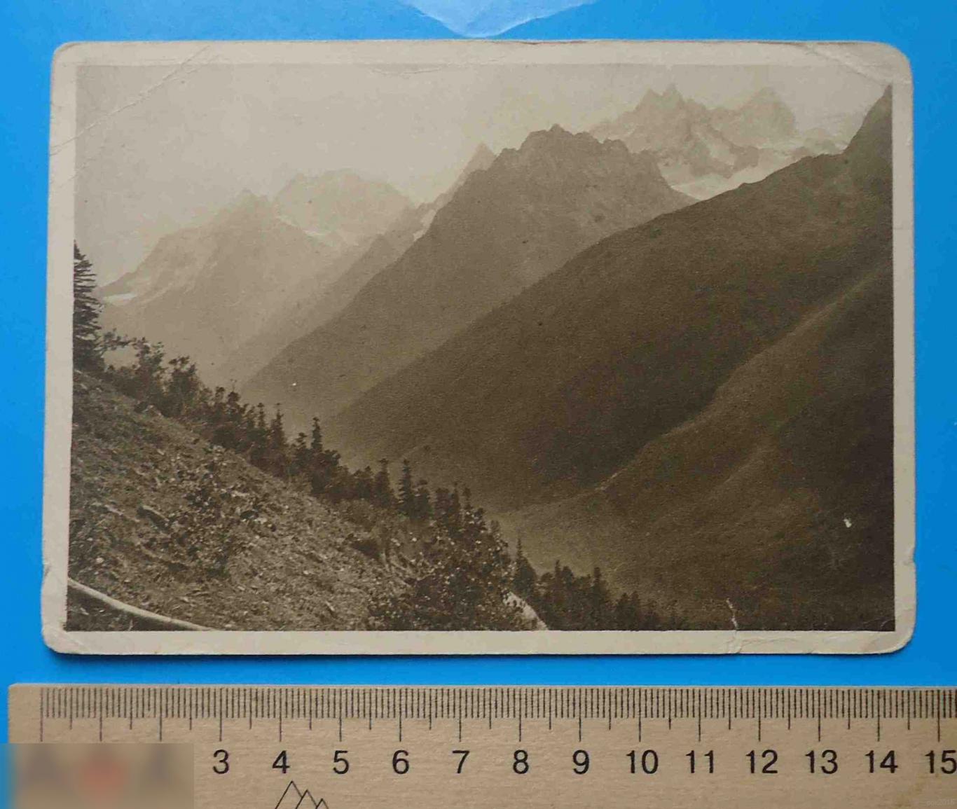 Открытка Кавказ Вид с вершины Алибека на ущелья 1929 чистая