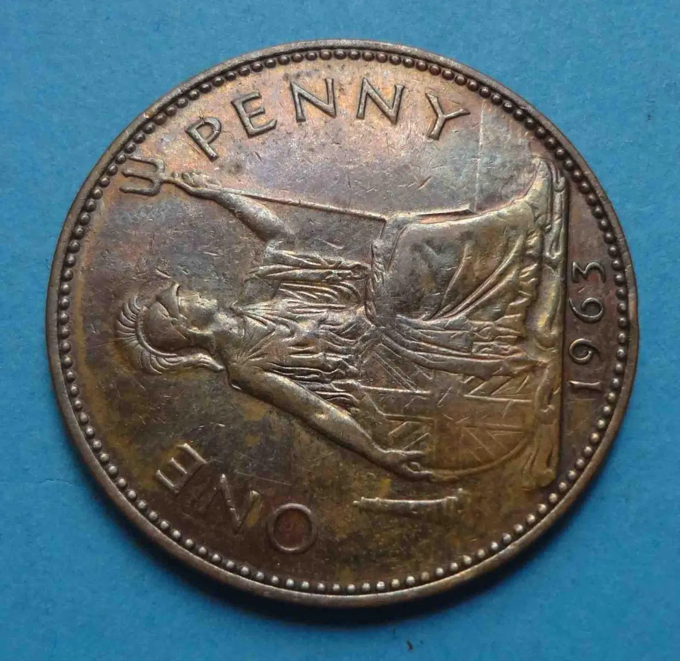 1 пенни 1963 год Великобритания 3