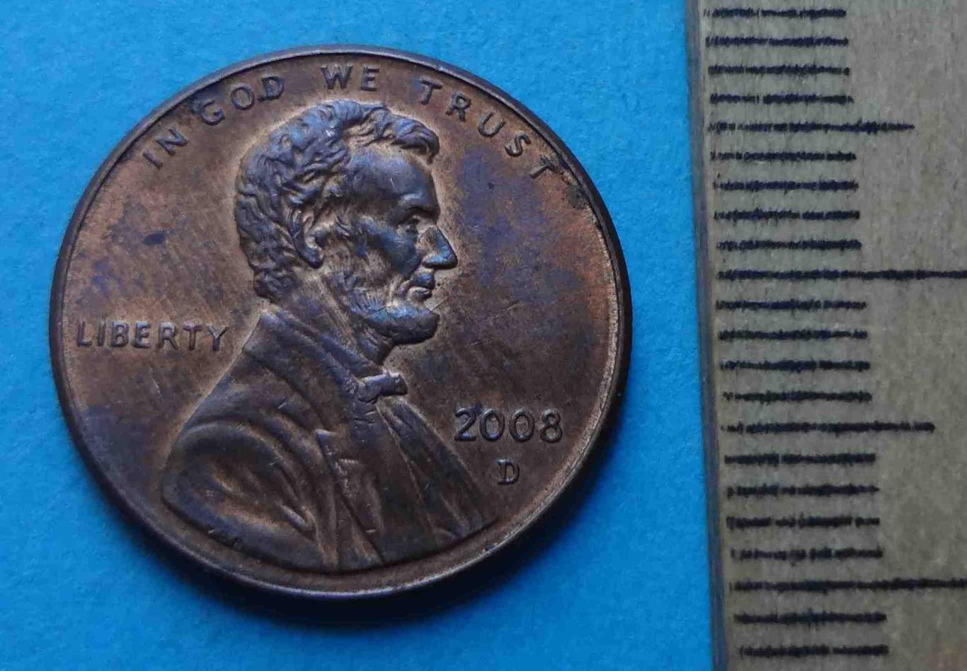 США 1 цент 2008 год D 1