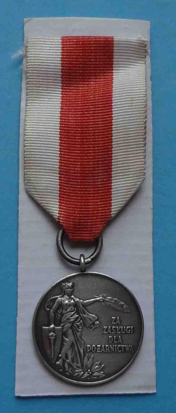 Медаль За заслуги в пожарном деле 2 степени с коробкой Польша 3