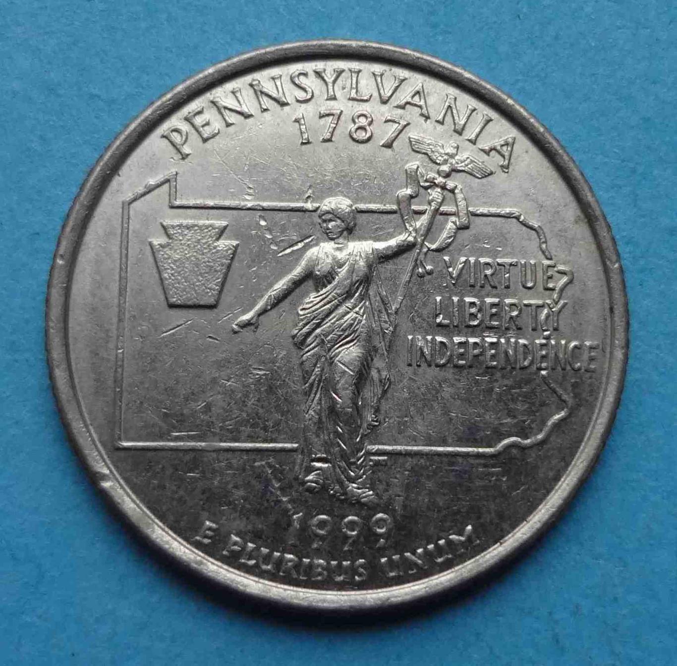 США 25 центов 1999 год D Пенсильвания