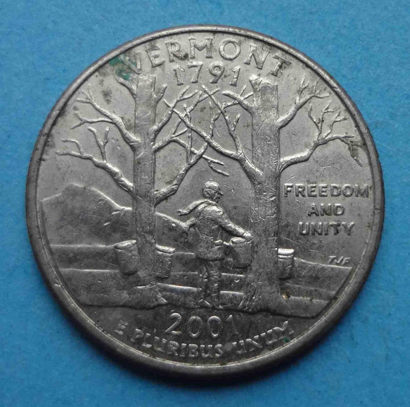 США 25 центов 2001 год P Вермонт