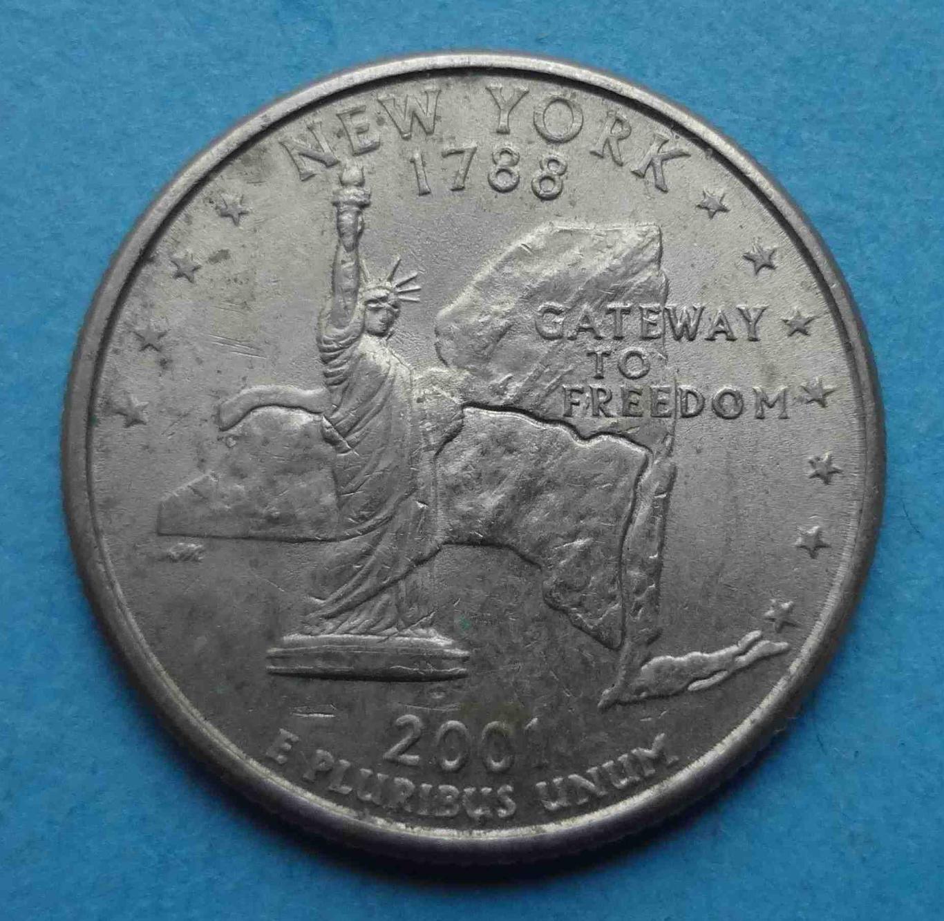 США 25 центов 2001 год P Нью Йорк