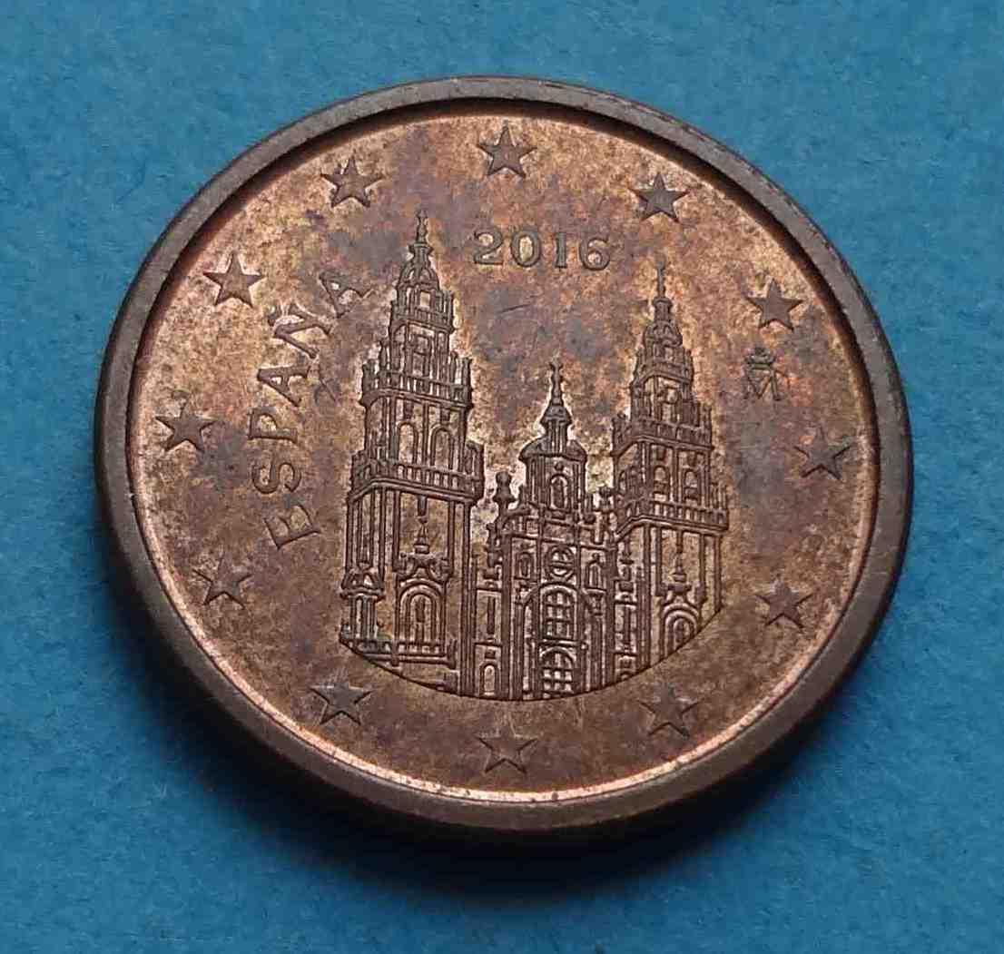 1 Евро цент 2016 года Испания