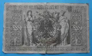 1000 марок Німеччина 1910 року зелені печатки